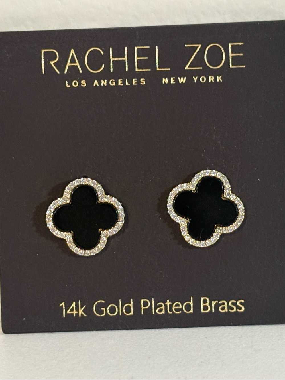 Rachel Zoe Black Clover Crystal-Trim Stud Earrings